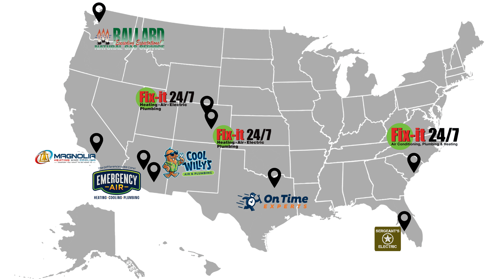 An updated map of Fix-it Group's brands